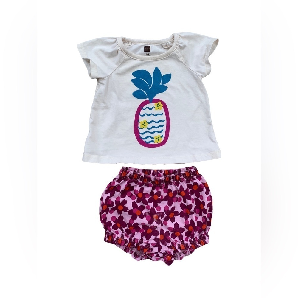 Tea Collection Size 6-9 Months Cheeky Pineapple Shorts and Tee Set